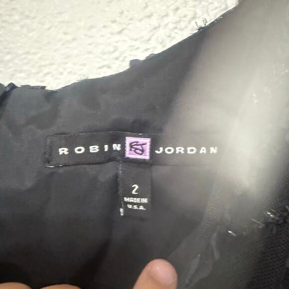 NWT Robin Jordan Black Sequin Metallic Mini Dress Club Formal Sleeveless Size 2 - Picture 6 of 7